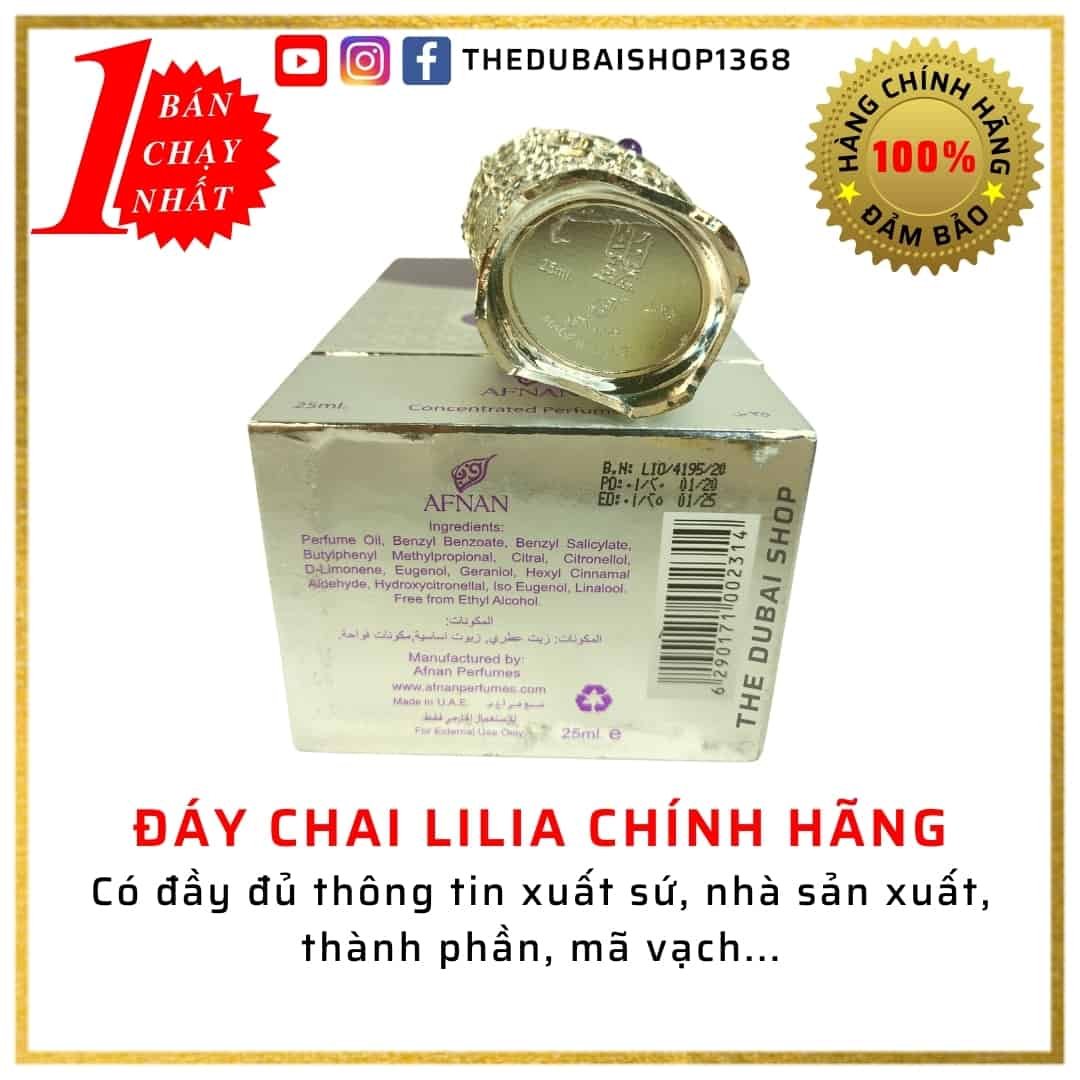 Tinh Dầu Dubai Nữ Lilia Afnan 25Ml (Hương Hoa Nhài) 7 Đáy chai tinh dầu nước hoa dubai nữ lilia afnan 25ml chính hãng nội địa