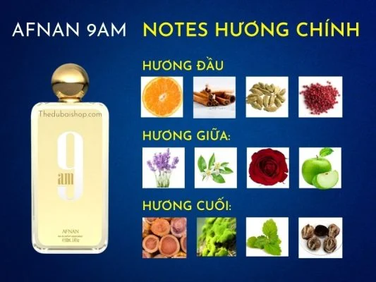 Cac notes huong chinh cua nuoc hoa afnan 9am